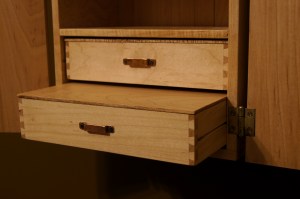 cabinet, 365, maple, handmade, craft, woodwork, girl, gas mask, planes, bombs, dove tails, copper, handles, shelf, drawer, custom, art