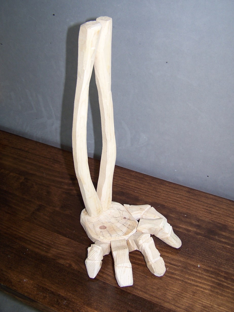 wooden forearm and hand